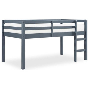 Pemberly Row Transitional Junior Twin Loft Bed in Gray Finish