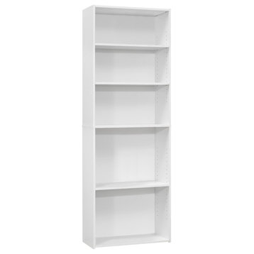 Bookshelf, Bookcase, 6 Tier, 72"H, Office, Bedroom, Laminate, White