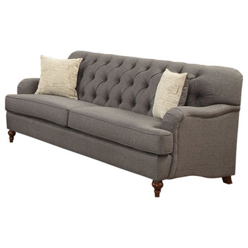 Alianza Sofa With 2 Pillows, Dark Gray Fabric