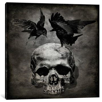 "Skull With Crows" by Martin Wagner, Canvas Print, 12"x12"