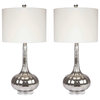 Mercury Antiqued Glass Table Lamps, Set of 2, Silver