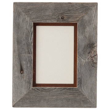 Barnwood Frame with Rusted Metal Mat, 5x7