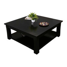 Extra Long Coffee Tables Houzz Sierra Living Concepts Rustic Solid Wood Black 2 Tier Square Shaker Coffee Table