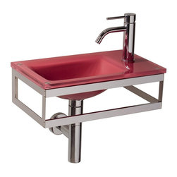 Pocieta 665811.29.87 Wall Mounted Bathroom Sink in Red Glass - Bathroom Sinks