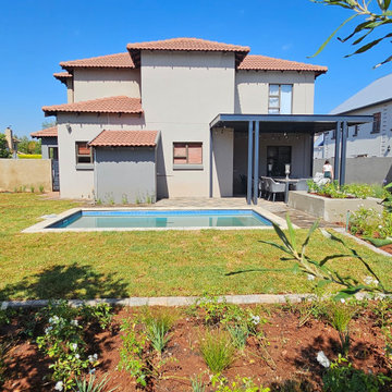 Midfield new garden, pool, paving and pergola