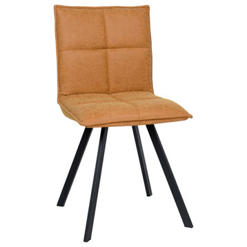 Wesley Modern Leather Dining Chair, Metal Legs, Light Brown