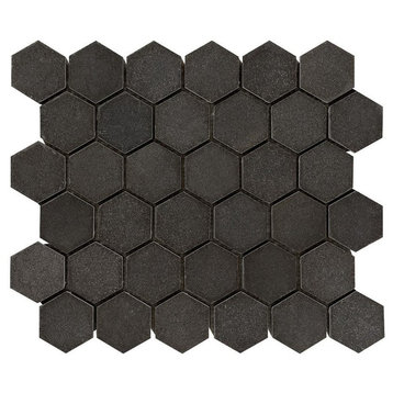 Honed Basalt Hexagon Mosaic, 2 X 2