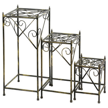 13",20.5",28" Square Cast-Iron Plant Stand Set of 3
