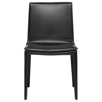 Elite Living Hilton (Set of 2) Modern Leather Upholstered Dining Chair, Black