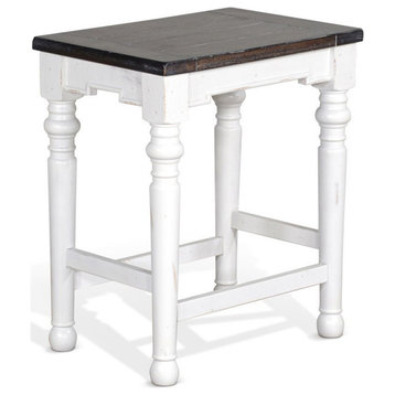 Sunny Designs Carriage House 24" Mindi Wood Stool in White/Dark Brown
