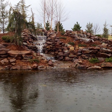 Large Pond with Several Waterfalls
