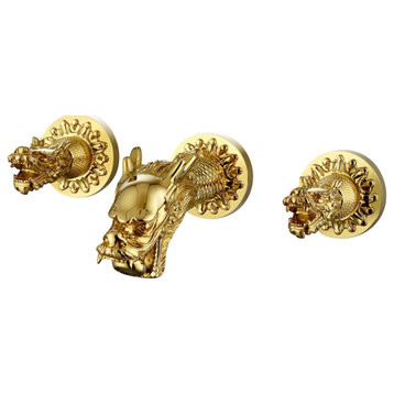 Polished Gold Wall Mount Dragon Lavatory Faucet