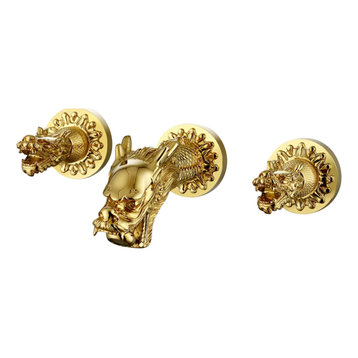 Polished Gold Wall Mount Dragon Lavatory Faucet