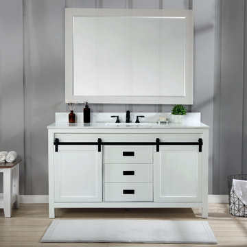 Kinsley 60" Single Bathroom Vanity Set in White and Carrara White Marble Counter