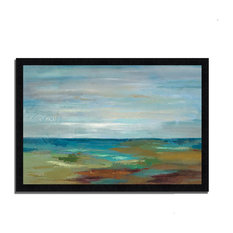 46 x 33 Wispy Clouds by Silvia Vassileva- Wood Framed Print Wall Art Multi-Color