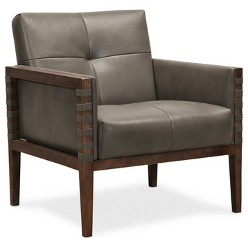 Carverdale Leather Club Chair With Wood Frame