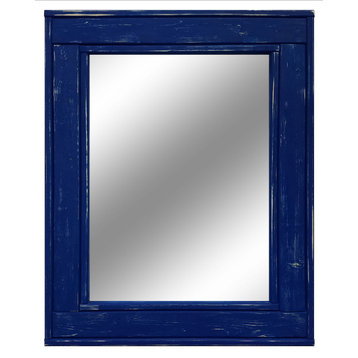Herringbone Vanity Mirror, True Blue, 24"x30", Non-Distressed, Heavy Duty Sawtoo