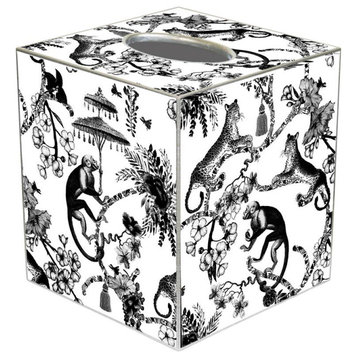 Chic Monkey Chinoiserie Toile Black & White Tissue Box Cover