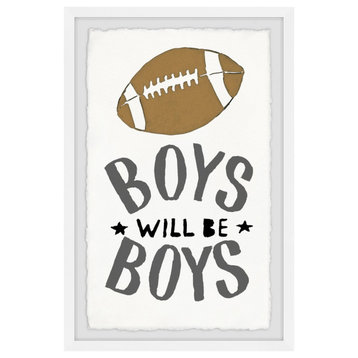 "Boys Will Be Boys-Football" Framed Painting Print, 8"x12"