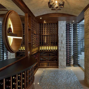 Walnut Wine Cellar w/Display Ring