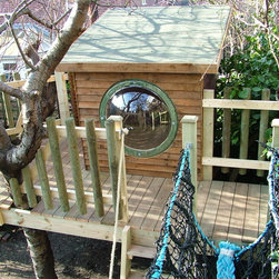 Large treehouse with large slide - Outdoor Playhouses