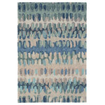Dash & Albert - Paint Chip Blue Micro Hooked Wool Rug, Runner-2.5'x8' - Our much loved Paint Chip hand micro-hooked rug is like an artist's palette of working colors to draw from for the rest of your decor. Artfully abstract and seemingly random, the broken brushstroke stripes are just uniform enough to be a cohesive design. Moody and atmospheric shades from Indigo, Denim, Seaglass and Sky to Grey, Juniper, Lichen, Beige and Ivory, this enlivening pattern is low maintenance and serves high-traffic areas.