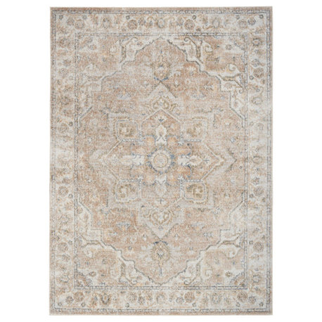 Nourison Astra Machine Washable 3'3" x 5' Beige Vintage Indoor Area Rug