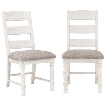 Heston Weathered White Ladderback Wood Side Chair - Set of 2
