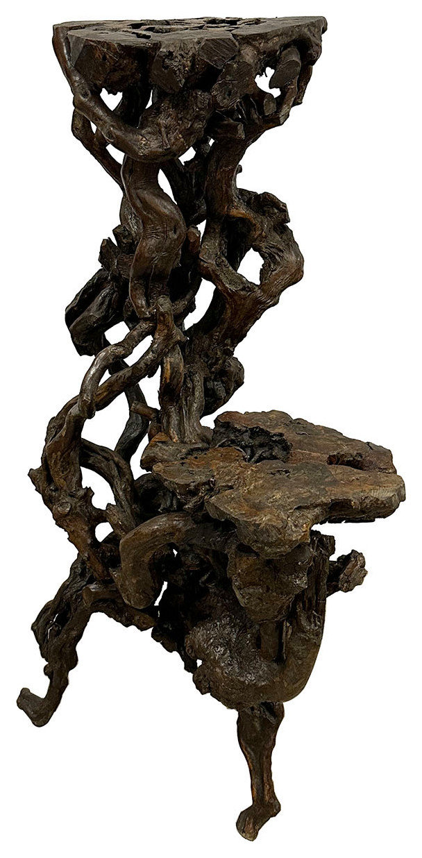 Consigned Mid-Century Chinese Natural Organic Tree Roots Plant Stand ...