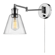 LeClair 1-Light Dark Bronze Plug-In or Hardwire Industrial Wall Sconce, Chrome