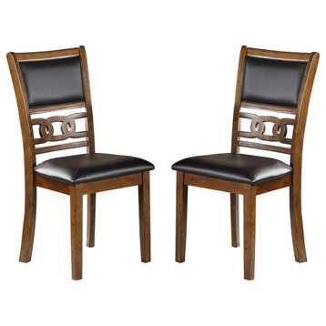 Set of 2 Upholstered Dining Chair in Walnut Finish
