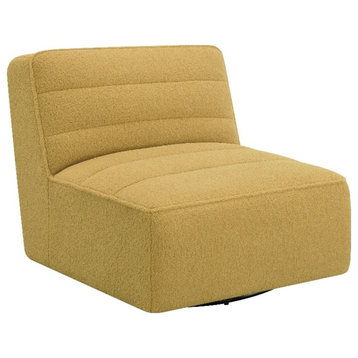 Coaster Modern Faux Leather Upholstered Swivel Chair in Mustard