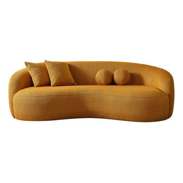 Drake Japandi Style Curvy Boucle 3 Seater Living Room Sofa