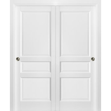 Closet Bypass Doors 72 x 80 & hardware | Lucia 31 Matte White| Panels Wood Solid