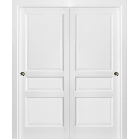 Closet Bypass Doors 72 x 80 & hardware | Lucia 31 Matte White| Panels Wood Solid