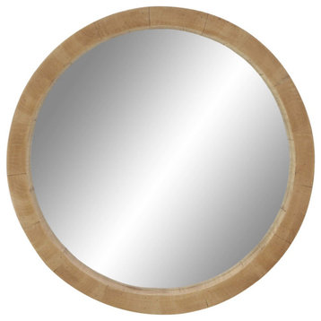 Contemporary Brown Wood Wall Mirror 89272