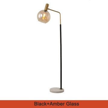Geneva | Stylish Gold Glass Luxury Floor Lamp , Black/Amber
