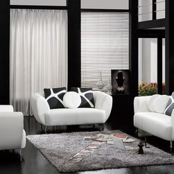 Modern White Bonded Leather Sofa Set with Accent Pillows - $1741.25 - Living Room Furniture Sets