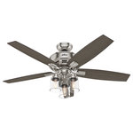 Hunter Fan Company - Hunter 50398 44``Ceiling Fan Dempsey Matte Nickel - A modern fan with mass appeal, the Dempsey outdoor ceiling fan features beautiful, clean finishes that complement the angles throughout the fan design. This damp-rated fan can withstand moisture and humidity in covered outdoor spaces as well as indoor spaces. Use the included handheld remote to control the fully-dimmable, energy-efficient LED bulbs as well as fan speeds. This low profile ceiling fan`s 44-inch blade span provides style as well as optimized airflow in small rooms with low ceilings. Hunter`s Dempsey Collection features a variety of sizes and styles so you can keep a consistent look while tailoring the size and features to each room in your house.