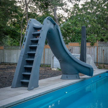 Fiberglass Pool Ideas - Fiberglass Lap Pool with Interlocking Deck
