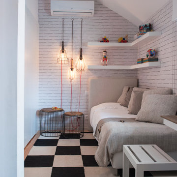 Bedroom with Checkered Floor and Sofa Bed, Marvila