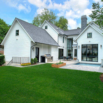 Rear Elevation of Contemporary Farmhouse