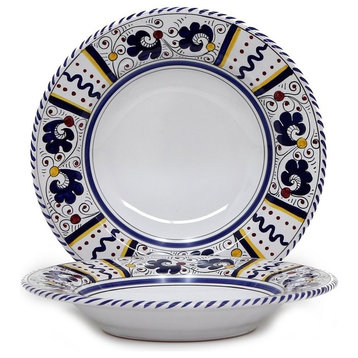 Orvieto Blue Rooster Coupe Pasta Soup Bowl White Center