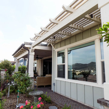 Retractable Awning with Drop Valence and 2 Motorized Power Screens