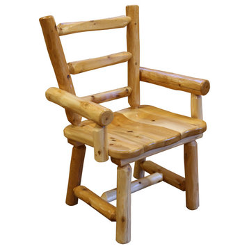 Set of 2 White Cedar Log Dining Chairs With Arms