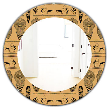 Designart African Decorative Bohemian Frameless Oval Or Round Wall Mirror, 32x32