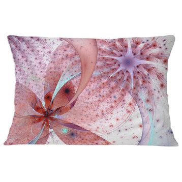 Red and Blue Symmetrical Fractal Flower Floral Throw Pillow, 12"x20"