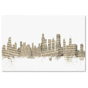 'Chicago, Illinois Skyline Sheet Music' Canvas Art by Michael Tompsett