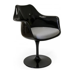 Amsterdam Black Dining Armchair | Grey Cushion - Dining Chairs