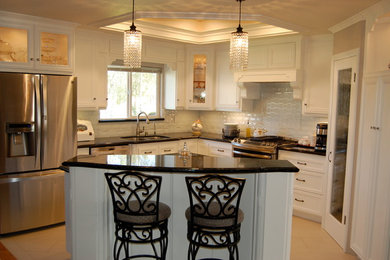 This is an example of an arts and crafts kitchen in Santa Barbara.